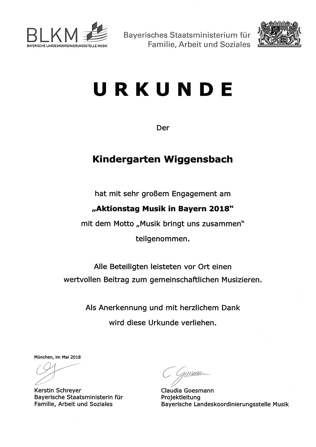 Urkunde Aktionstag